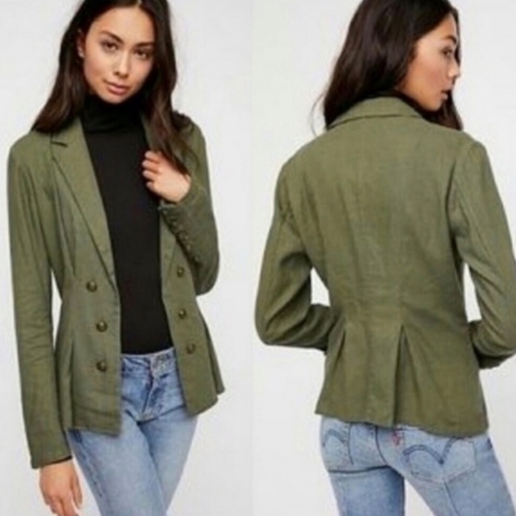 Free People Green Blazer - Picture 1 of 9